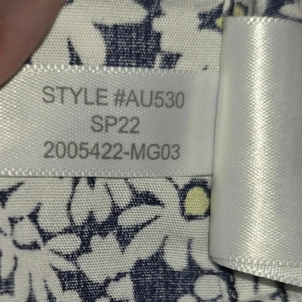 J. Crew Navy White Floral Shirt XL Stretch Summer Slim Flex Preppy Costal Beach‎